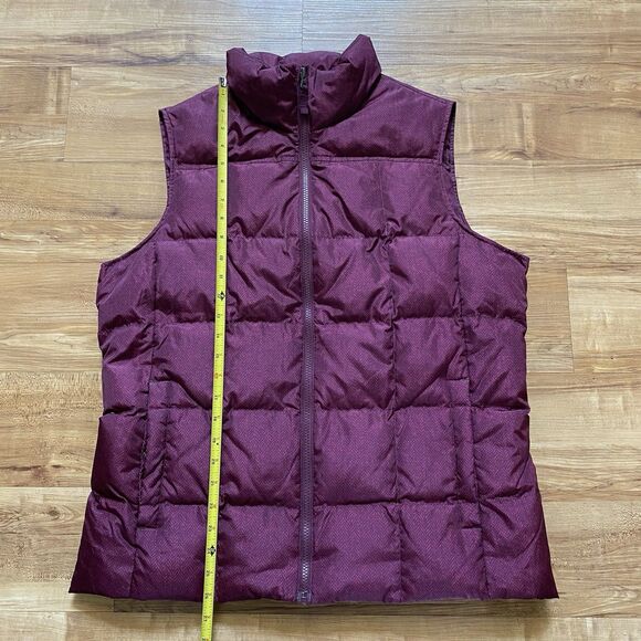 LANDS END L Plum Purple Herringbone Puffer Full Zip Down Feather Vest Outdoor - Picture 16 of 16